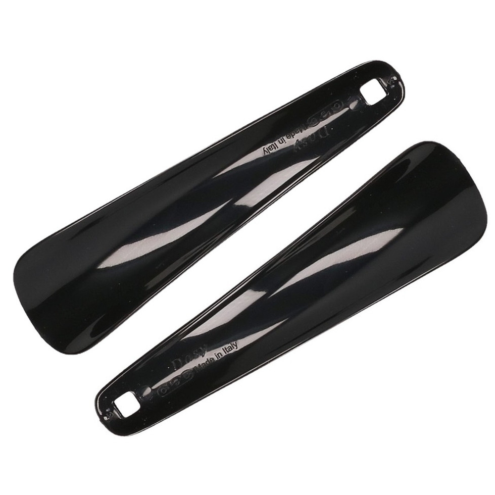 Schoenlepel kunststof - 2x - zwart - 15 cm - Schoen instaphulp - Schoenen accessoires -