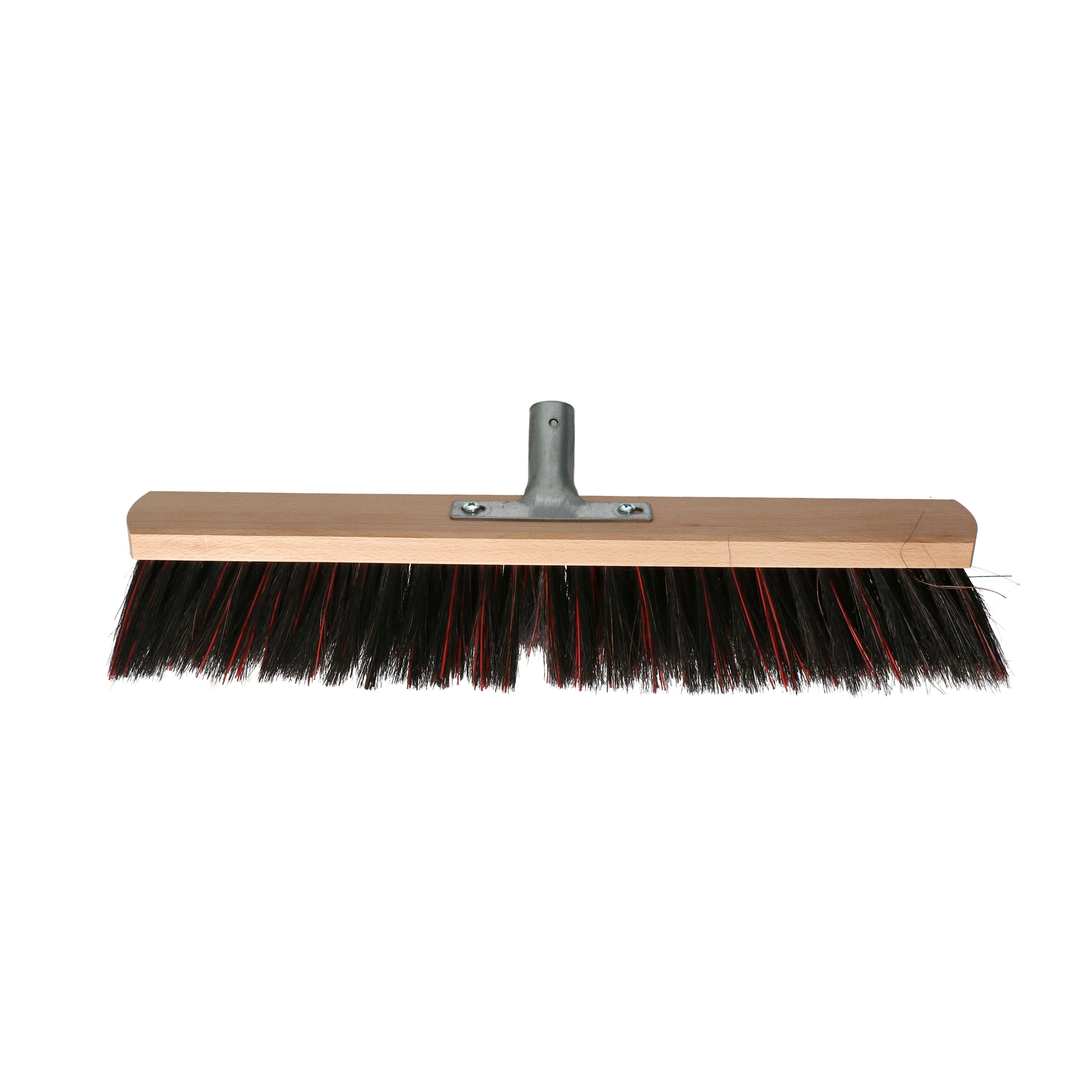 Bezemkop - Arenga/Elaston mix - zwart/rood - hard - hout - 50 cm - straatbezem/buitenbezem -