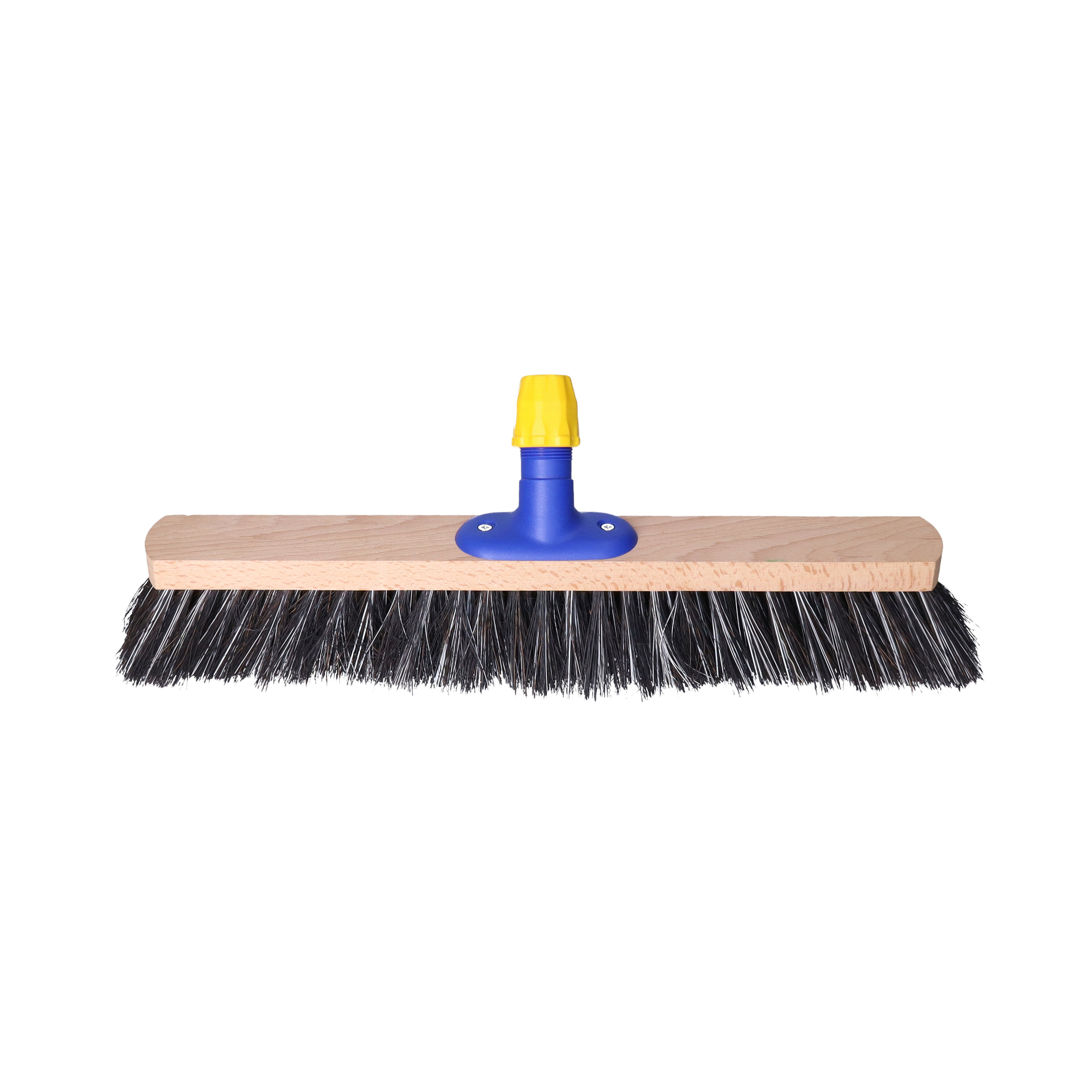 Bezemkop - Arenga/Elaston mix - zwart/wit - hard - hout - 50 cm - straatbezem/buitenbezem -