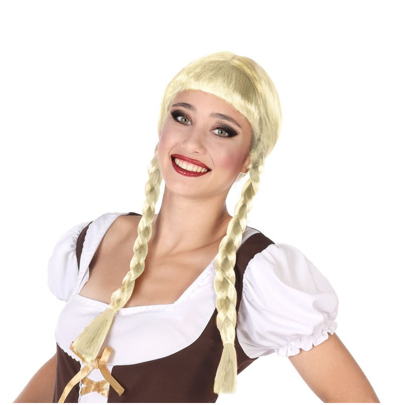 Verkleedpruik Dames Hannah - Blond - Met lange vlechtjes - lang haar - Duits - Oktoberfest -