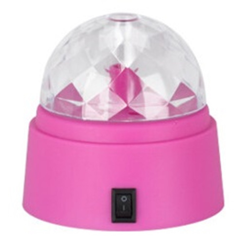 Disco lamp/licht - met 6 leds - draaiend/roterend met kleureffecten - kunststof - roze -