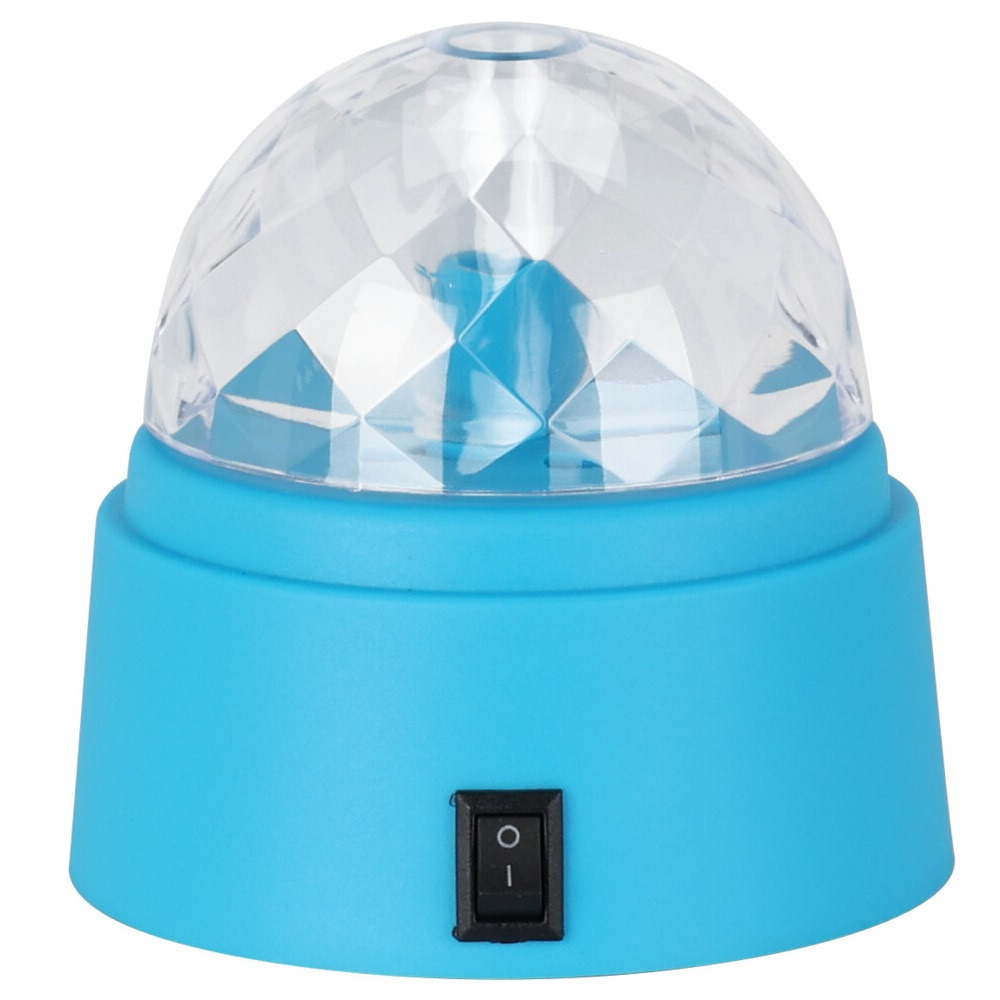 Disco lamp/licht - met 6 leds - draaiend/roterend met kleureffecten - kunststof - blauw -