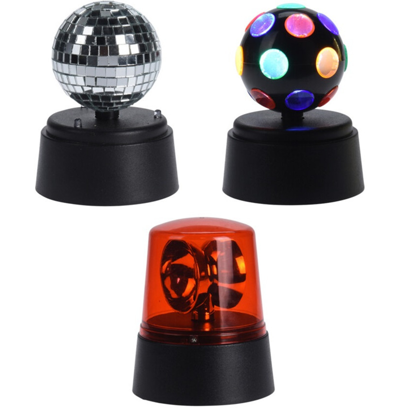 Disco lampen/lichtjes set 3x stuks - 360 graden leds - draaiend - kleureffecten - kunststof -