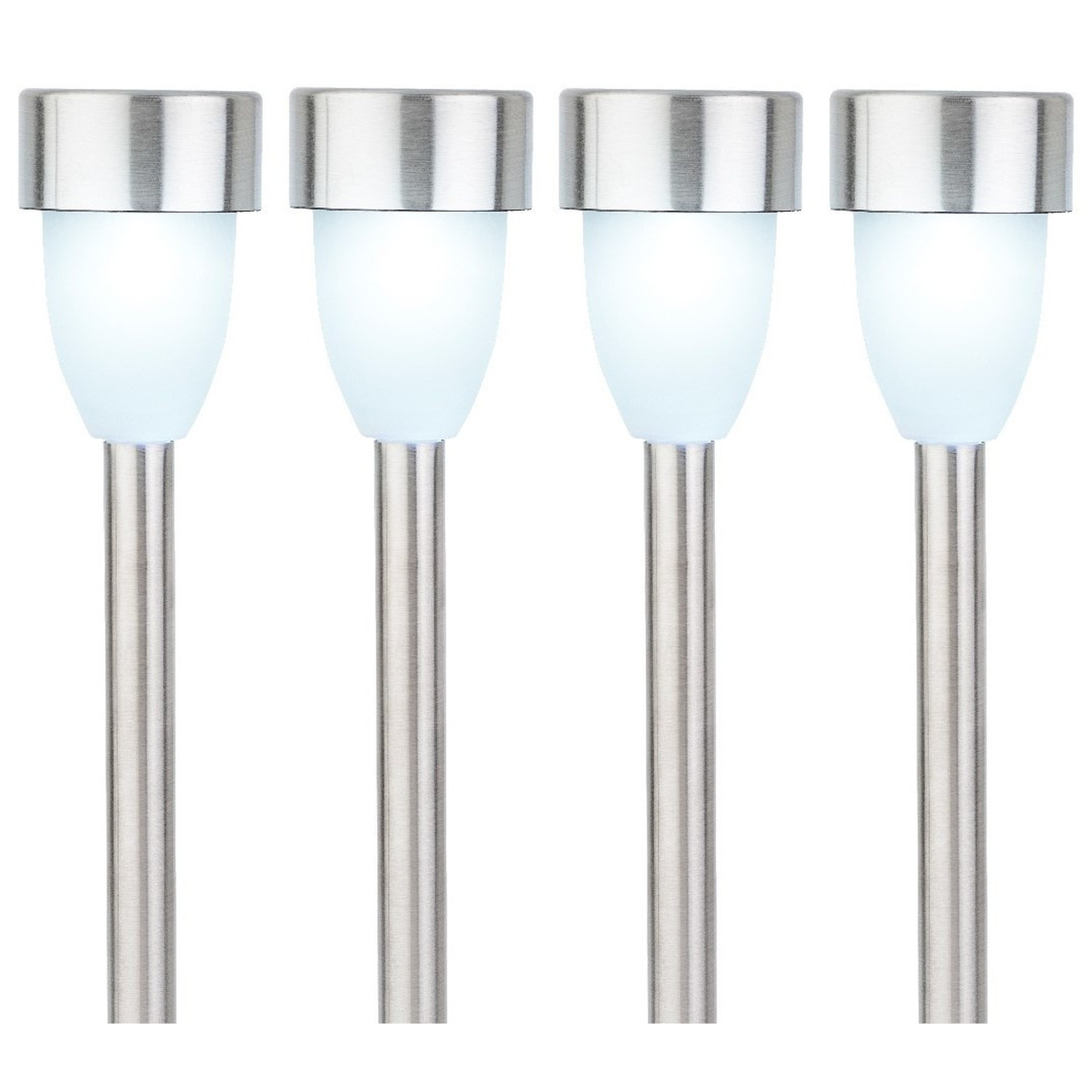 Lumineo Prikspot - solar - LED - RVS - 36 cm - 8x - Tuinverlichting -