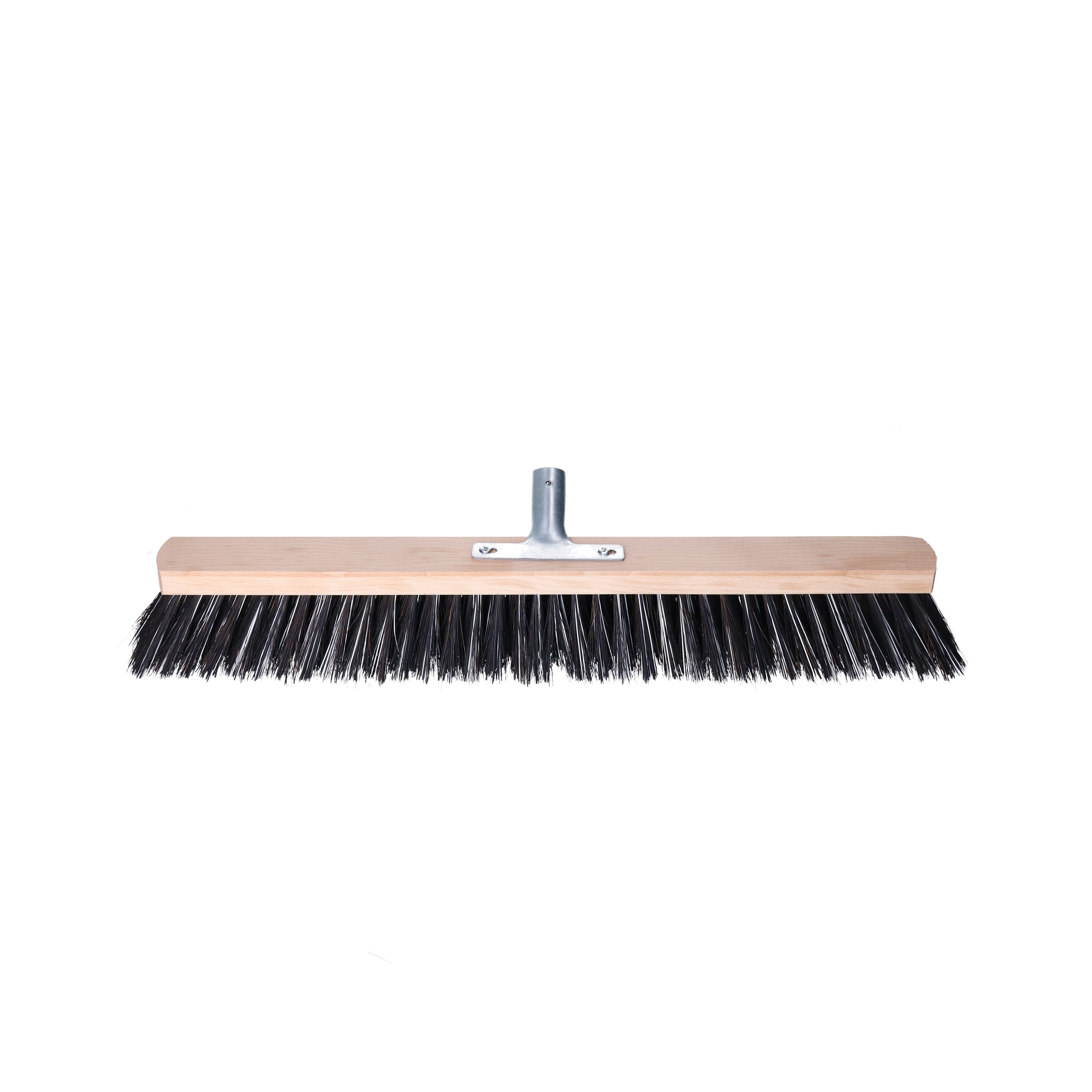Bezemkop - Arenga/Elaston mix - zwart/wit - hard - hout - 60 cm - straatbezem/buitenbezem -