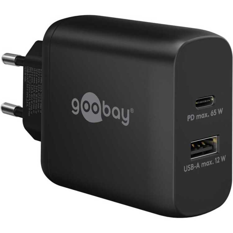 goobay USB-C PD GaN Dual snellader (65 W) oplader 1x USB-C, 1x USB-A, Power Delivery