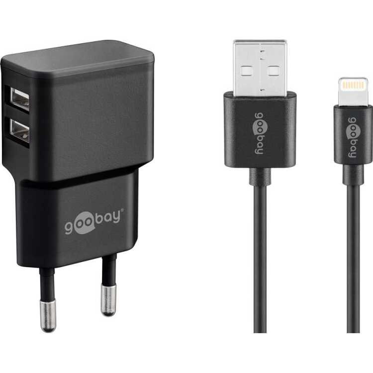 goobay Dual Apple Lightning Charger Set (12 W) oplader 1 meter