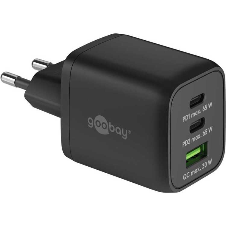 goobay USB-C snellader Nano (65 W) en USB-C textielkabel oplader 1 meter