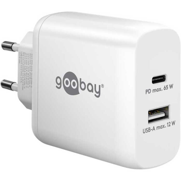 goobay USB-C PD GaN Dual snellader (65 W) oplader 1x USB-C, 1x USB-A, Power Delivery