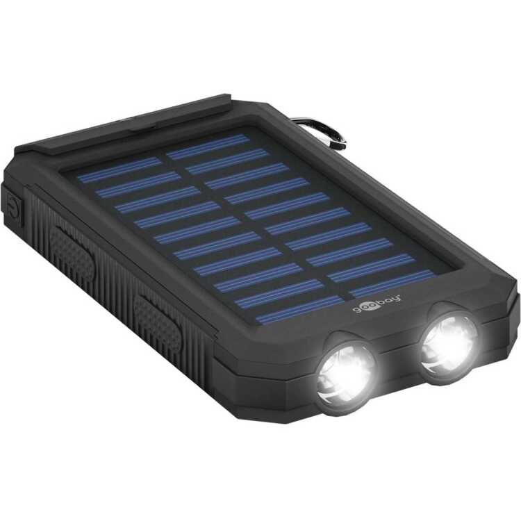 goobay Outdoor Powerbank 8.0 met zonnepaneel powerbank 8.000 mAh, 2x USB-A