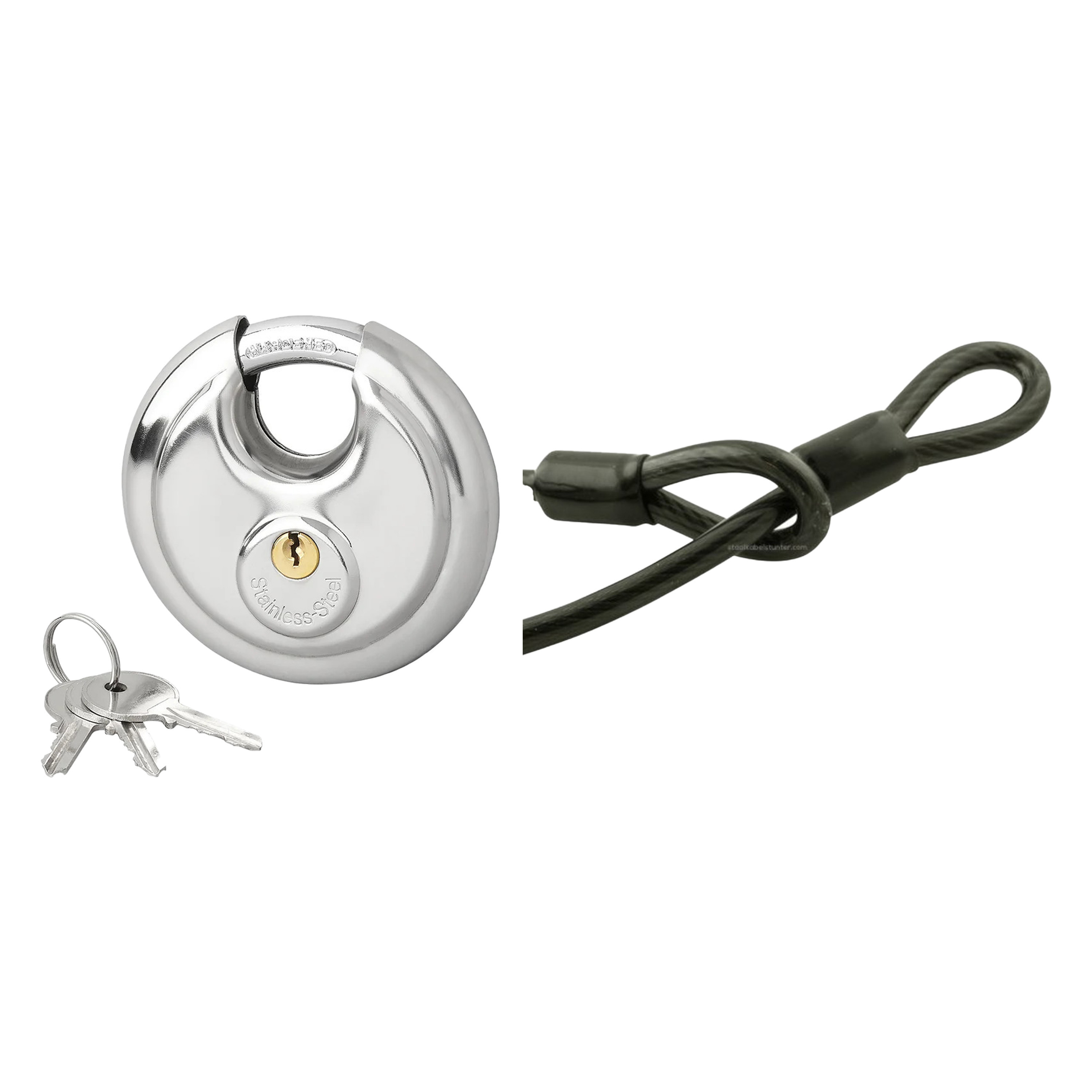 Staalkabel met 90mm discusslot - 3m kabel - geplastificeerd - extra dik 20mm - kabelslot -