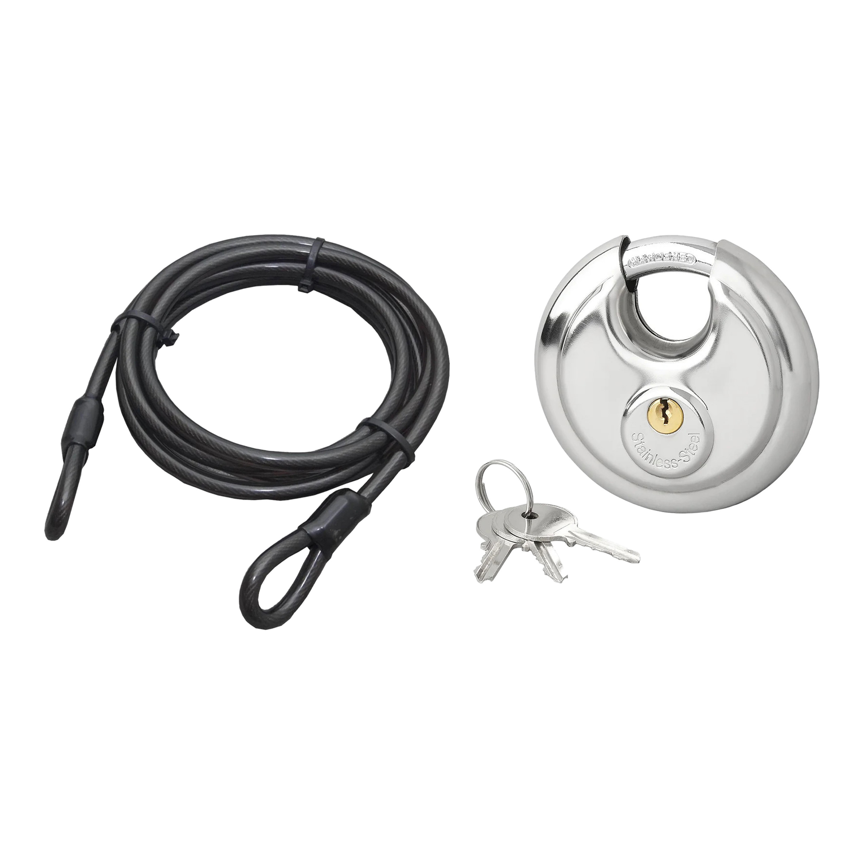 Staalkabel met 70mm discusslot - 5m x 12mm kabel - geplastificeerd - kabelslot -
