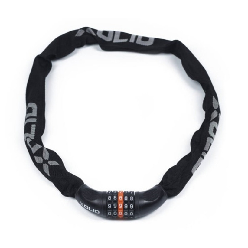 Xolid ketting fietsslot met cijferslot - 90 cm - zwart - kettingslot fiets - 5-cijfers combinatieslo -