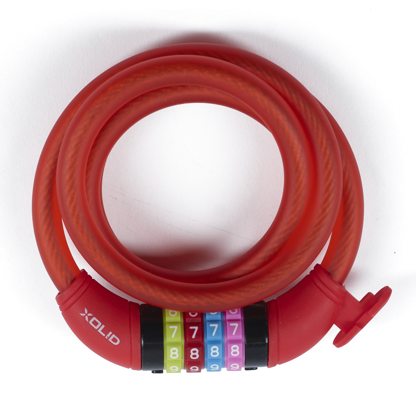 Xolid kabel fietsslot met cijferslot - 120 cm - rood - kabelslot fiets/scooter - scooterslot -