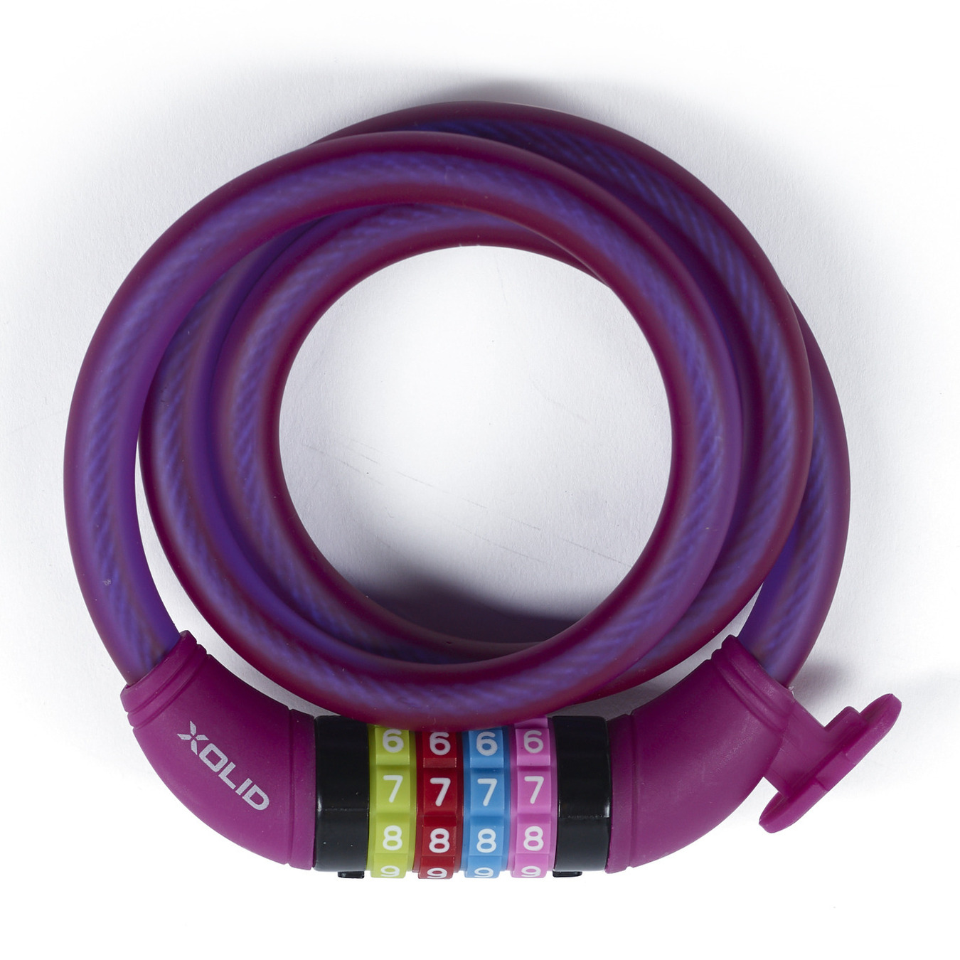 Xolid kabel fietsslot met cijferslot - 120 cm - paars - kabelslot fiets/scooter - scooterslot -