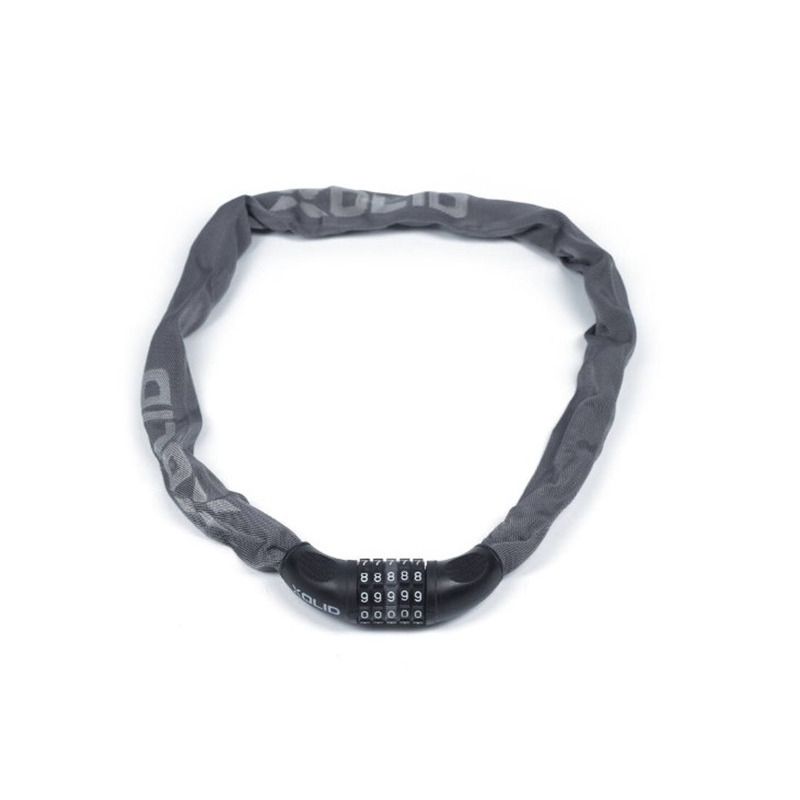 Xolid ketting fietsslot met cijferslot - 90 cm - grijs - kettingslot fiets - 5-cijfers -