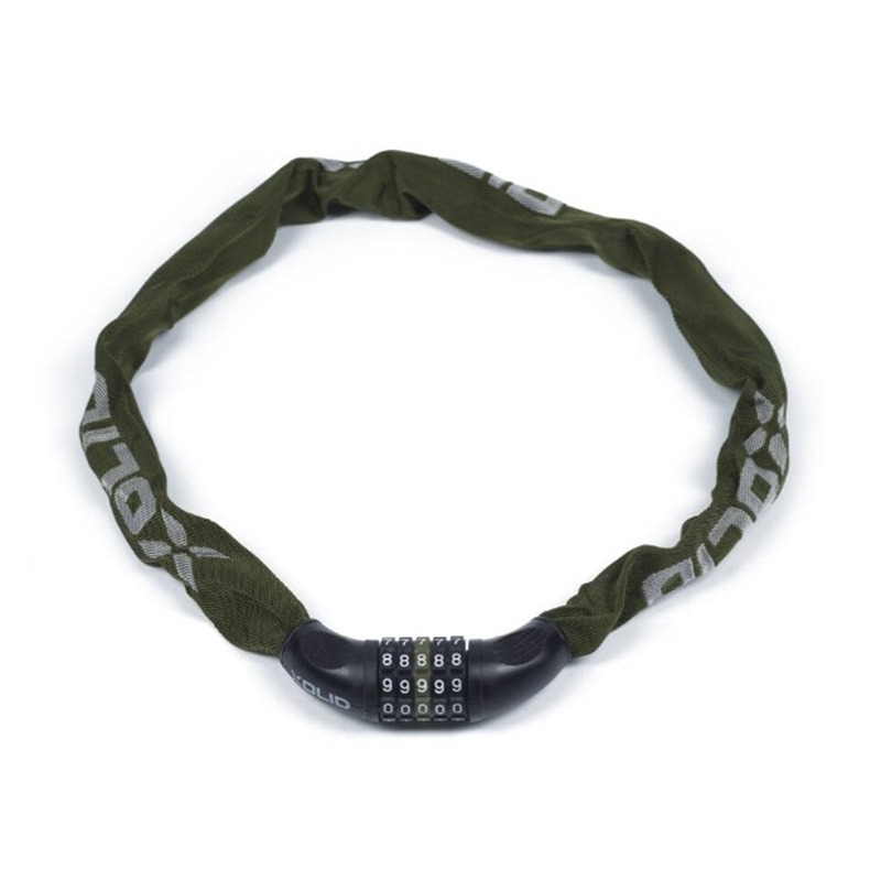 Xolid ketting fietsslot met cijferslot - 90 cm - donkergroen - kettingslot fiets - 5-cijfers -
