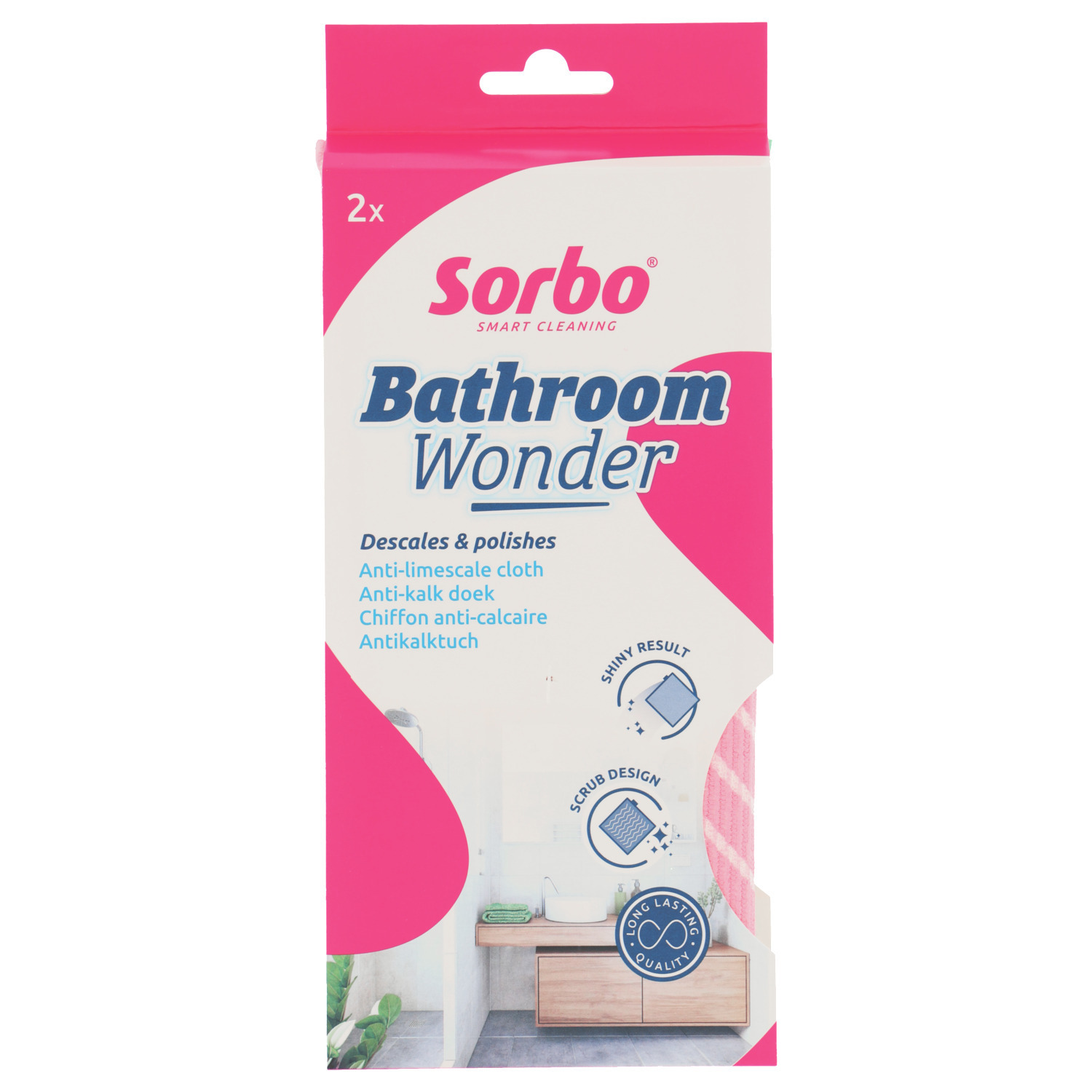 Microvezel doek - anti kalk schoonmaak/huishoud doek - 2x stuks - 33 x 43 cm -