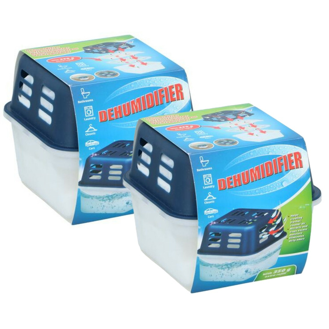 Vochtvanger/vochtvreter 350ml - 2x - Tegen condens en geuren - voor kelder/garage/camper -