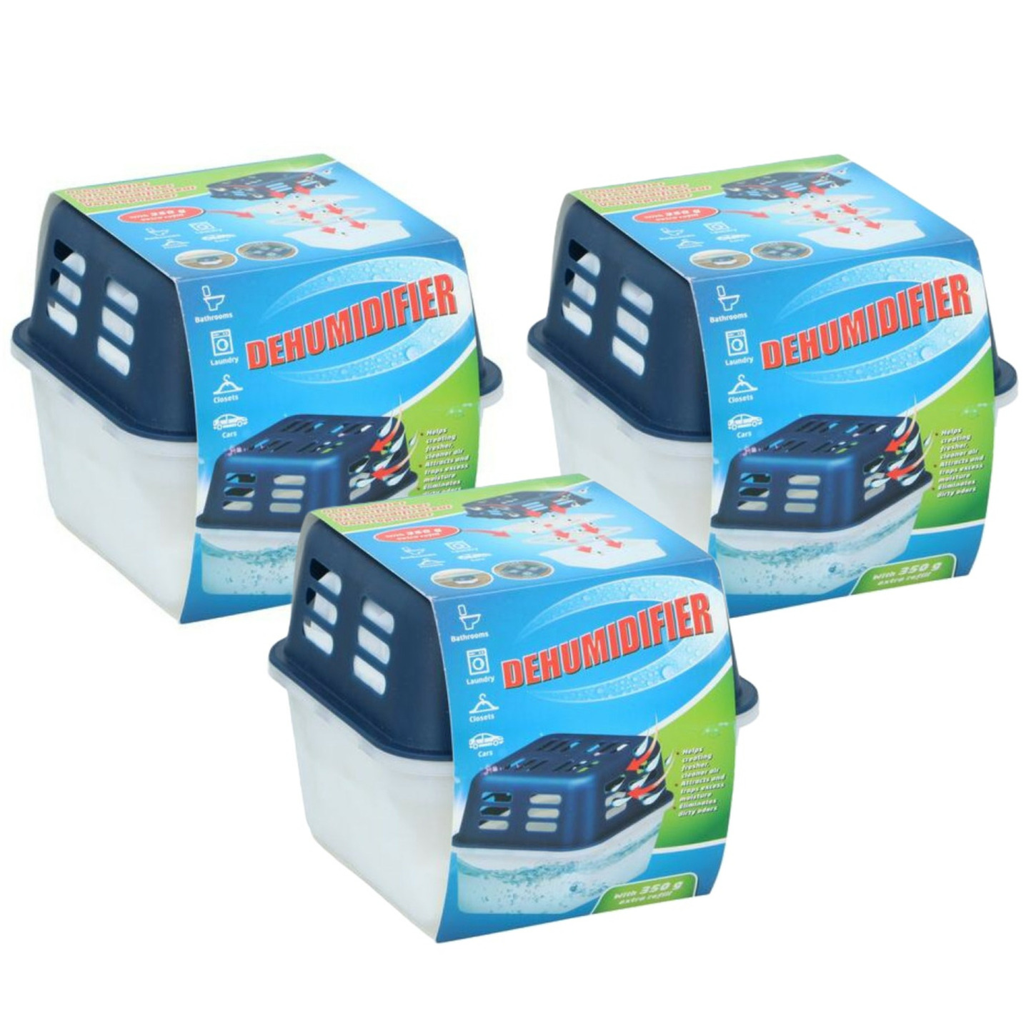 Vochtvanger/vochtvreter 350ml - 3x - Tegen condens en geuren - voor kelder/garage/camper -