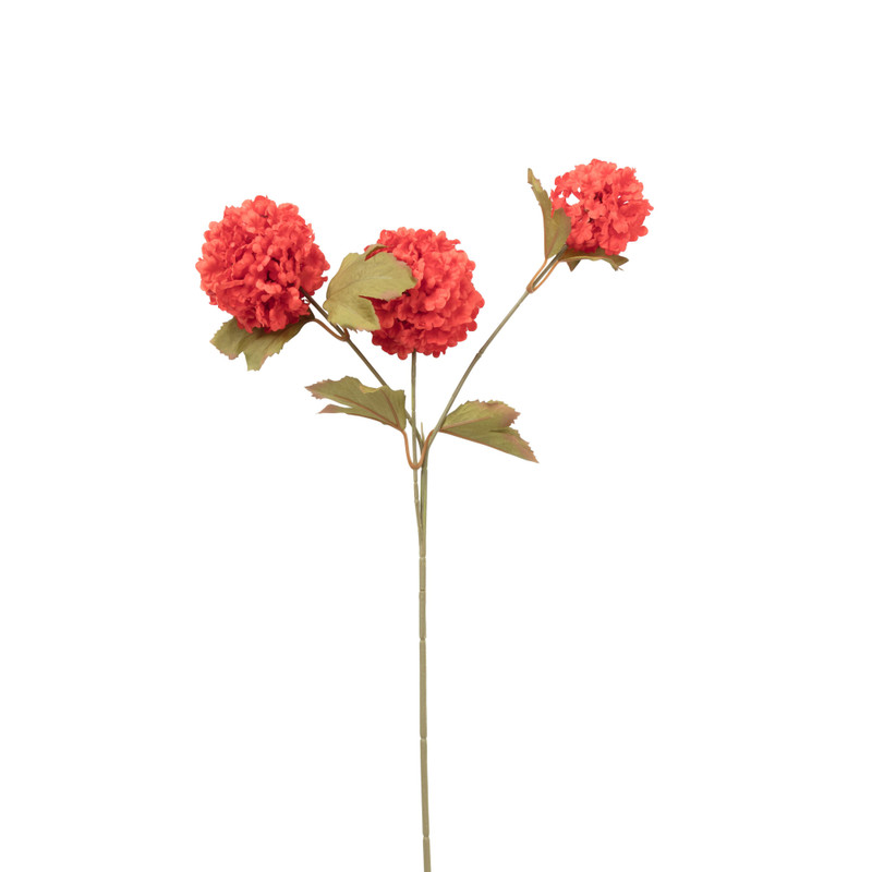 Kunstbloem met 3 hortensia's - oranje - 69 cm