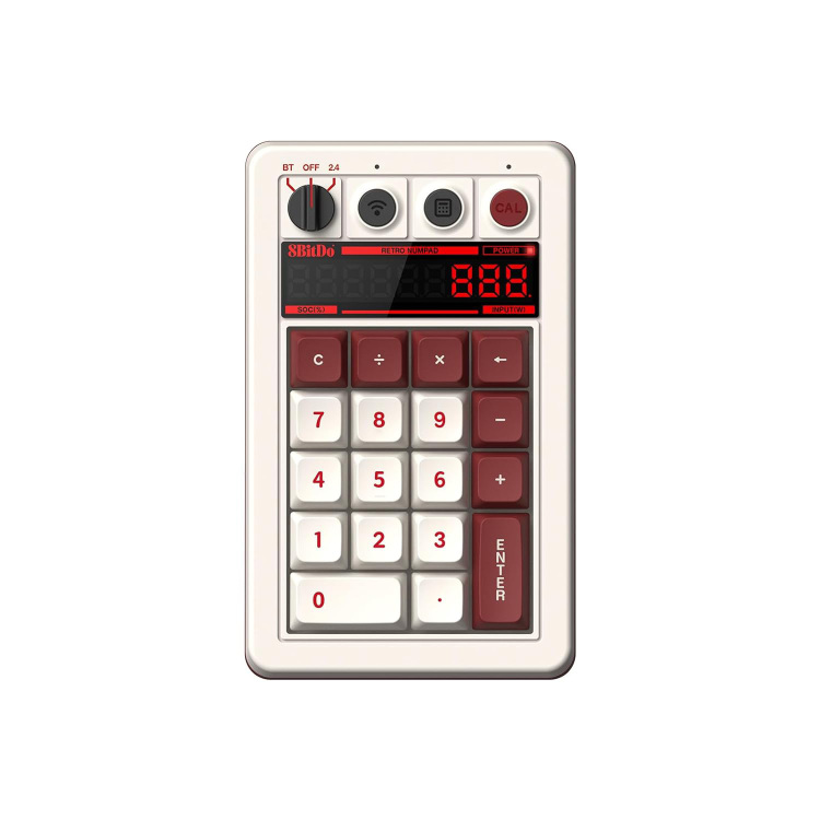 8BitDo Retro 18 Mechanical Numpad - Fami Edition numpad Kaih Box White switch V2, Dye-sub PST keycaps, USB / 2,4 GHz / Bluetooth