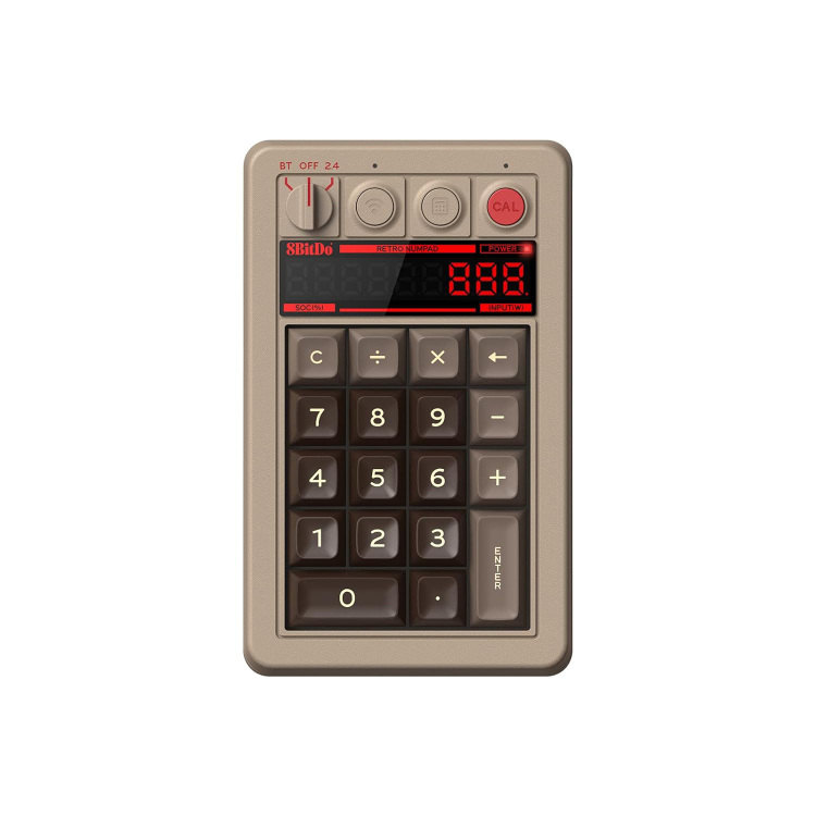 8BitDo Retro 18 Mechanical Numpad - C64 Edition numpad Kaih Box White switch V2, Double shot ABS keycaps, USB / 2,4 GHz / Bluetooth