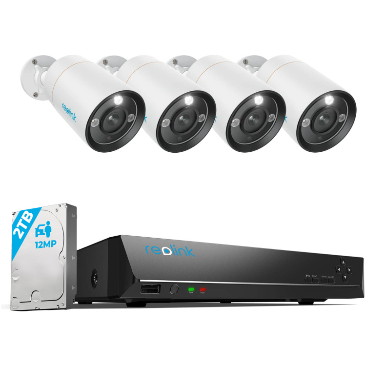 Reolink RLK8-1200B4-A-4MM beveiligingsset beveiligingscamera 4 stuks, 12 MP, PoE, 2 TB