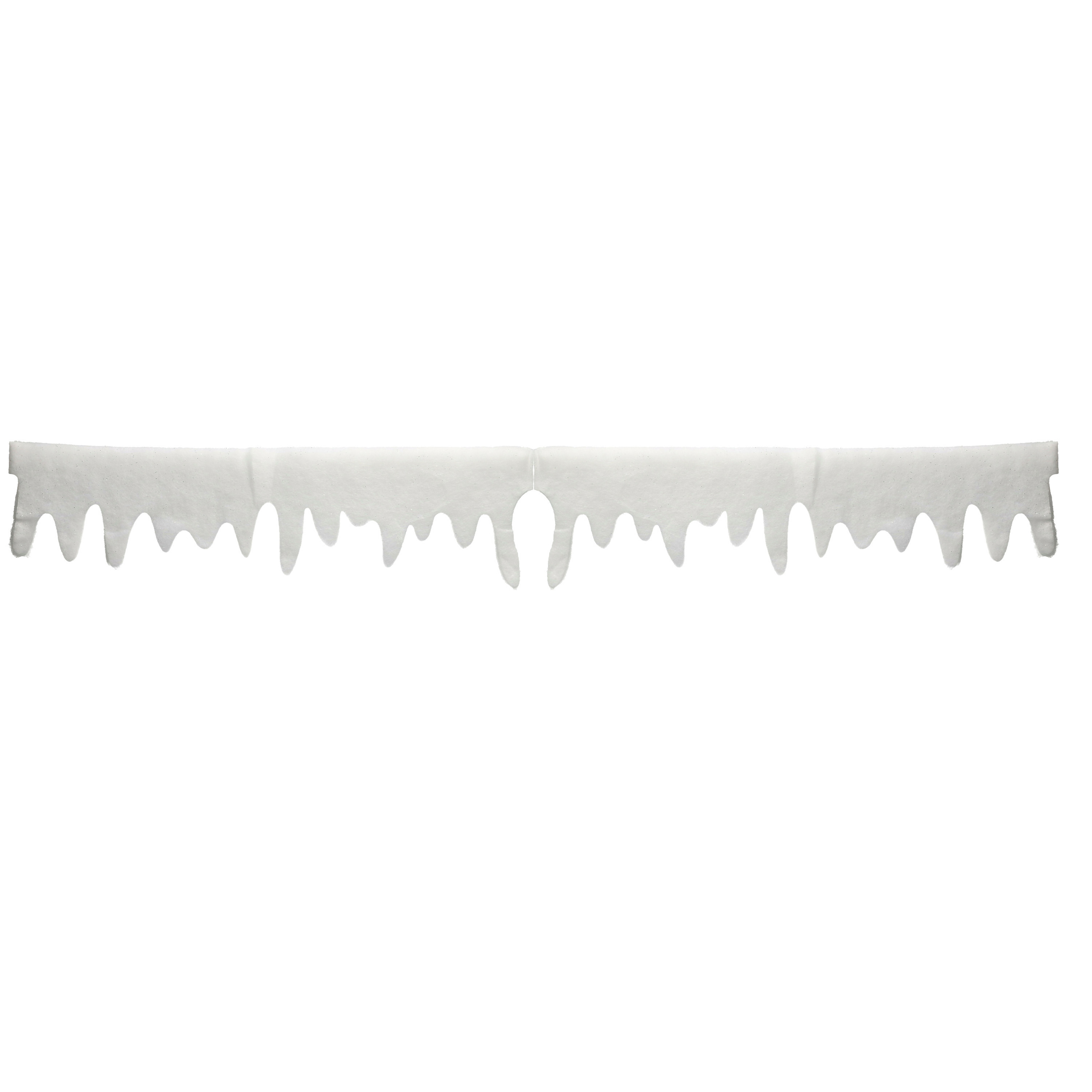 Ijspegelrand/sneeuwrand - wit met glitter - 180 x 15 cm - polyester - sneeuwversiering -