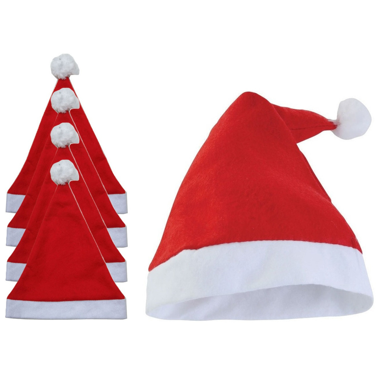 Faram Party kerstmutsen - 5x st - rood - acryl - volwassenen -
