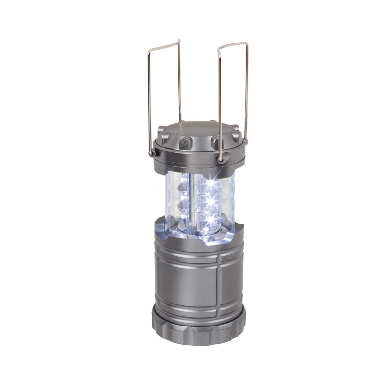 Stormlantaarn - zilver - uitschuifbaar - 7 x 21 cm - retro campinglamp - op batterijen -
