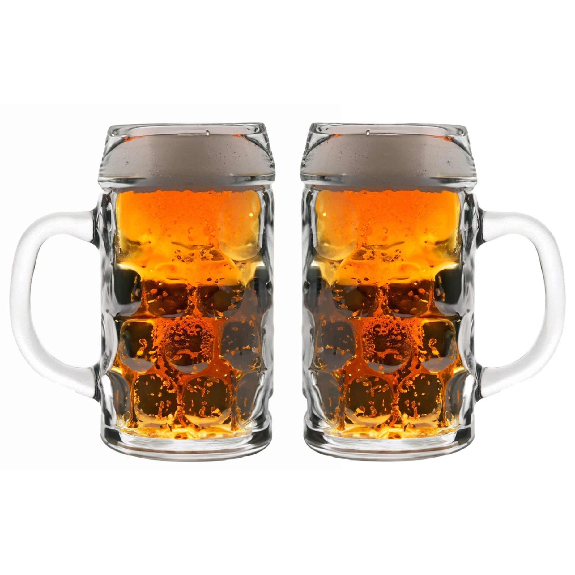 Oktoberfest Bierglazen/Bierpullen - 2x - glas - 1 liter - met handvat - het klassieke model -