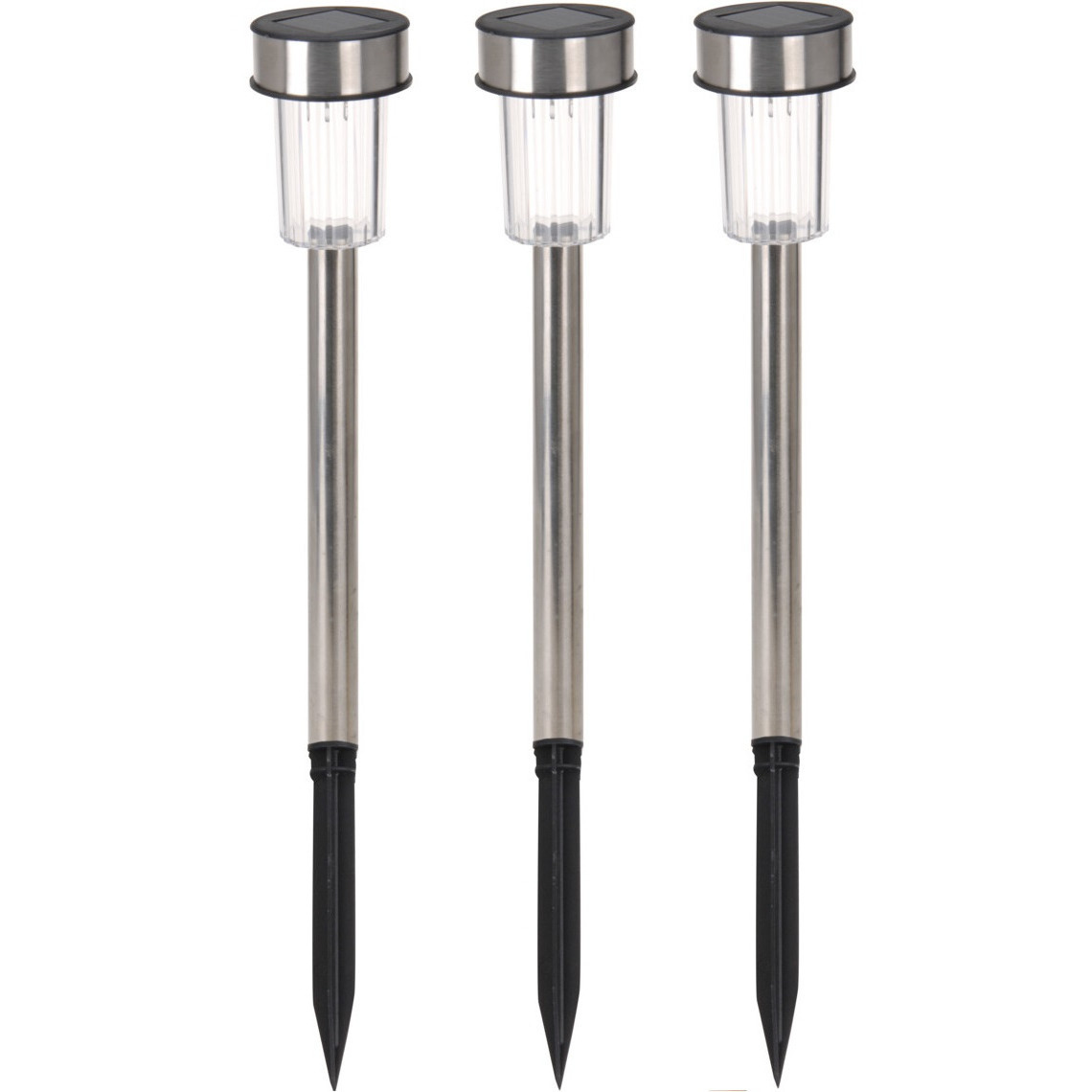 Pro Garden buitenlampen/tuinlampen - 6x - RVS koel wit - solar verlichting - 36 cm - prik spotjes -