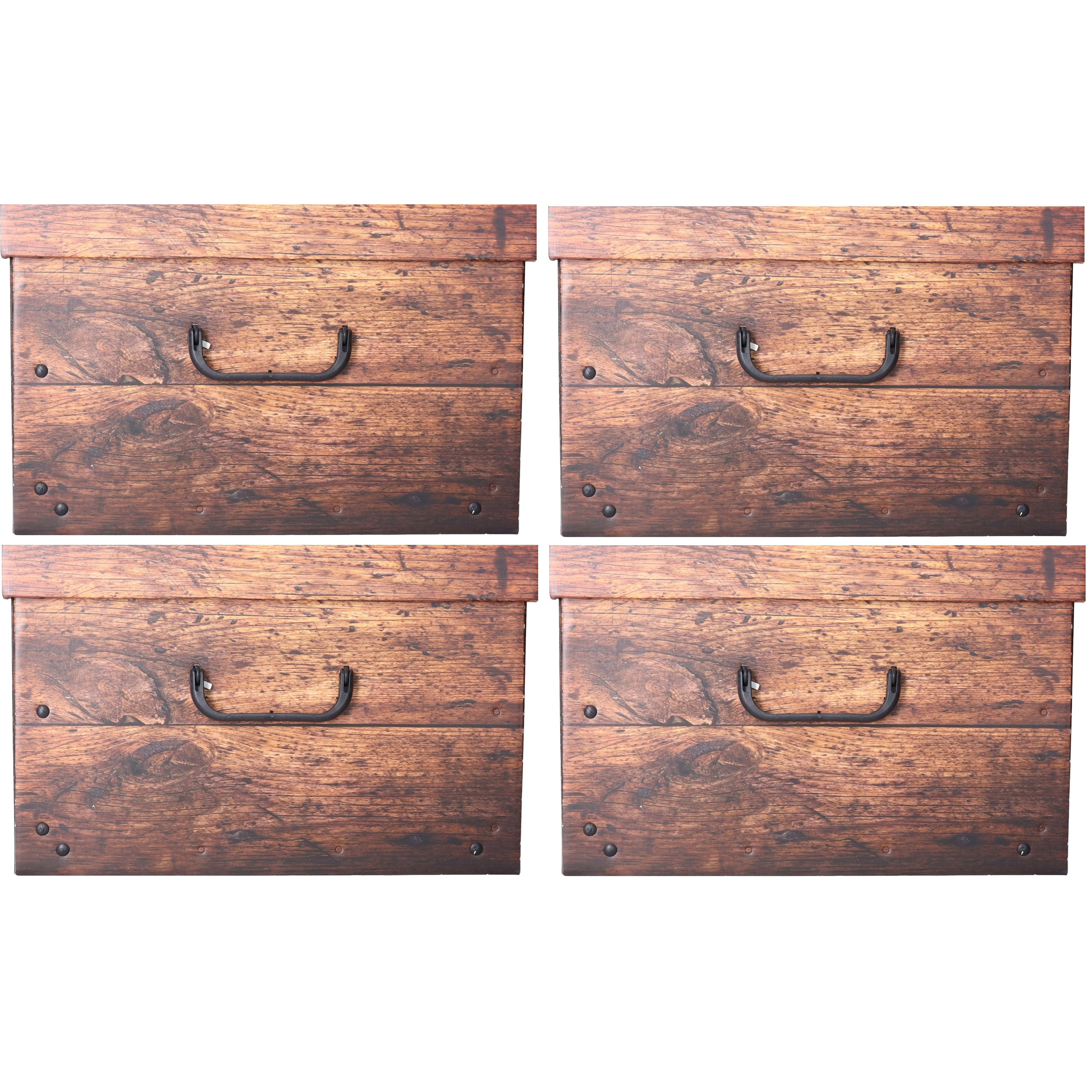 Opbergmand/kist/doos - 4x - bruin - karton - 30 liter - 51 x 37 x 24 cm - opvouwbaar -
