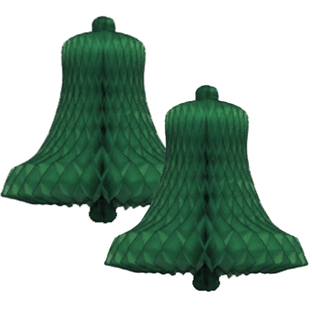 Decoratie kerstklokken - 2x st - groen - 36 cm - honinggraat papier - decoratie bel/klok -