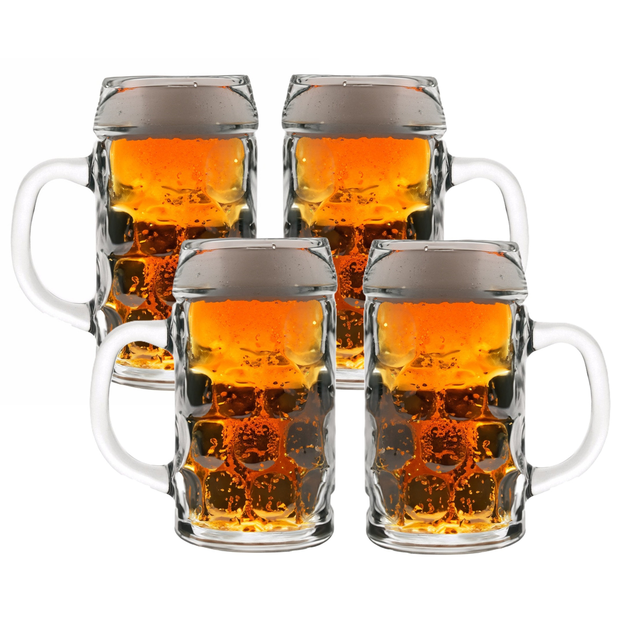 Oktoberfest Bierglazen/Bierpullen - 4x - glas - 1 liter - met handvat - het klassieke model -