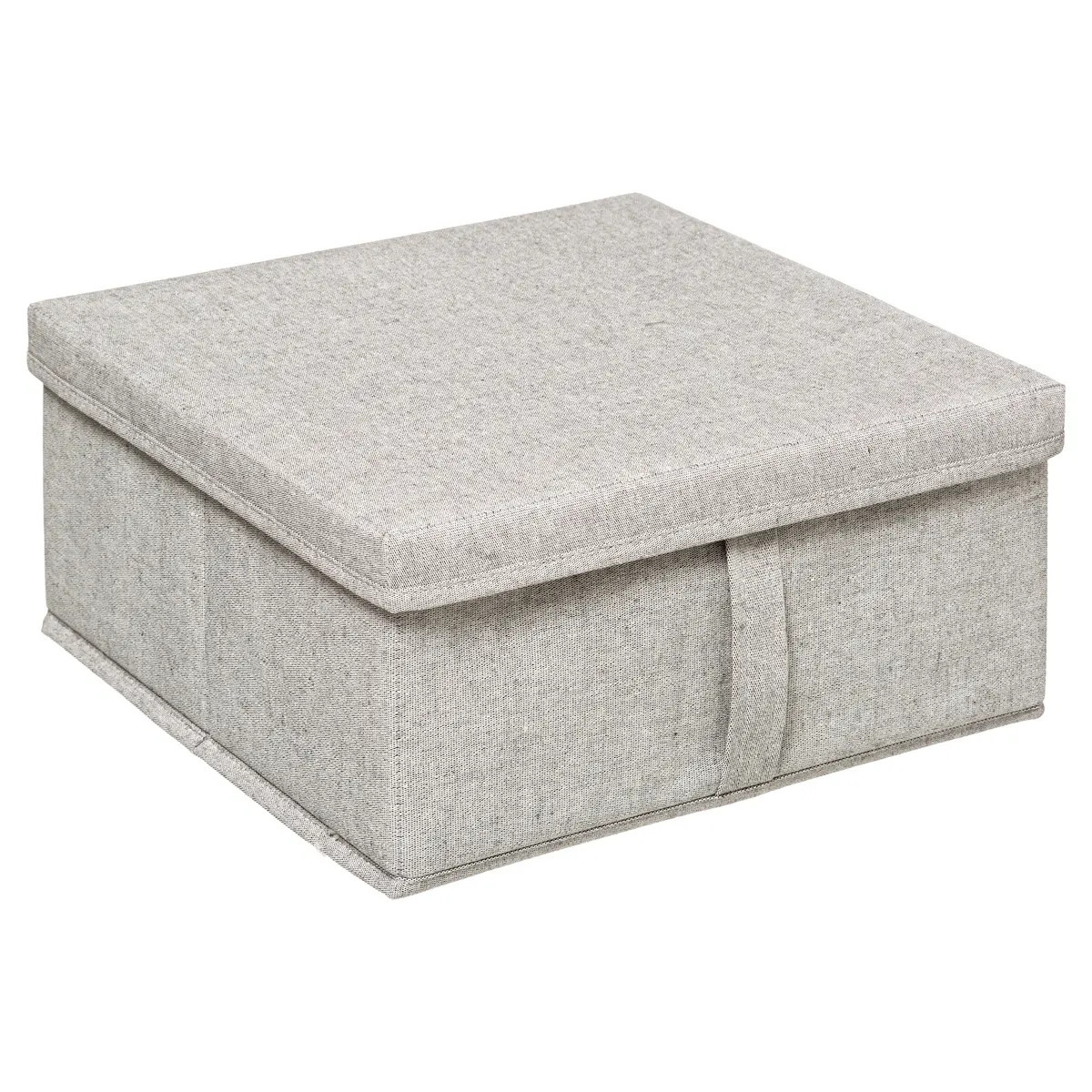 5Five Opbergdoos/box met deksel - lichtgrijs - L31 x B31 x H15 cm - Stevig karton/polyester -