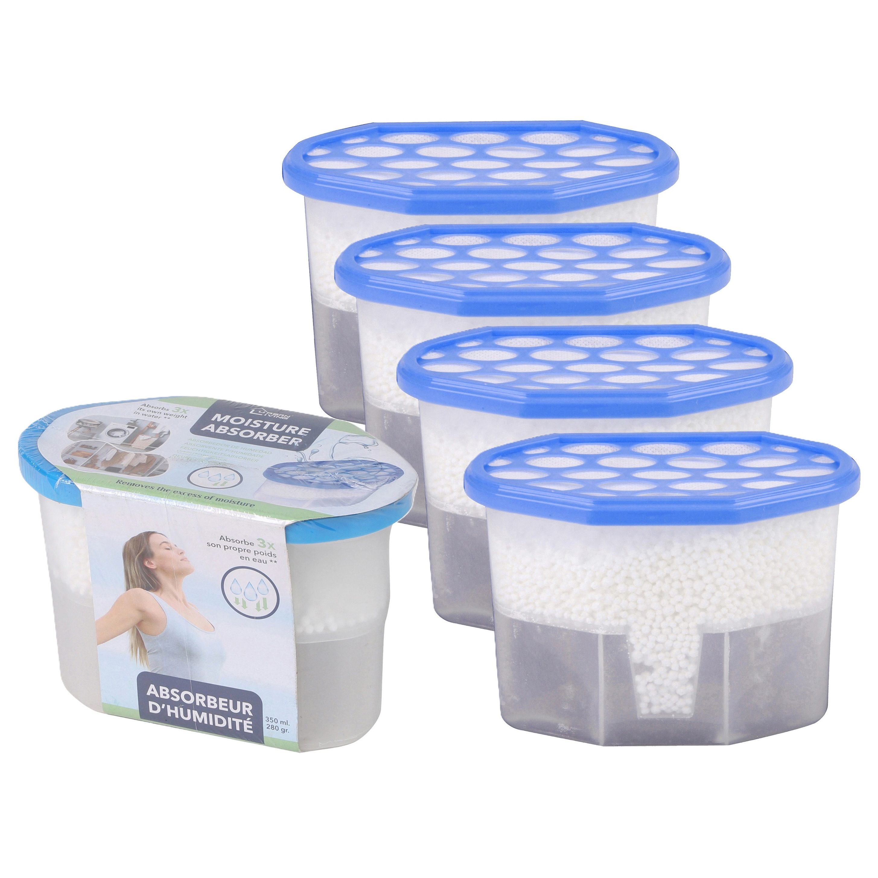 Vochtonttrekker/vochtvanger/vochtopnemer - 4x - 350 ml - tegen schimmelvorming - bestrijd condens -