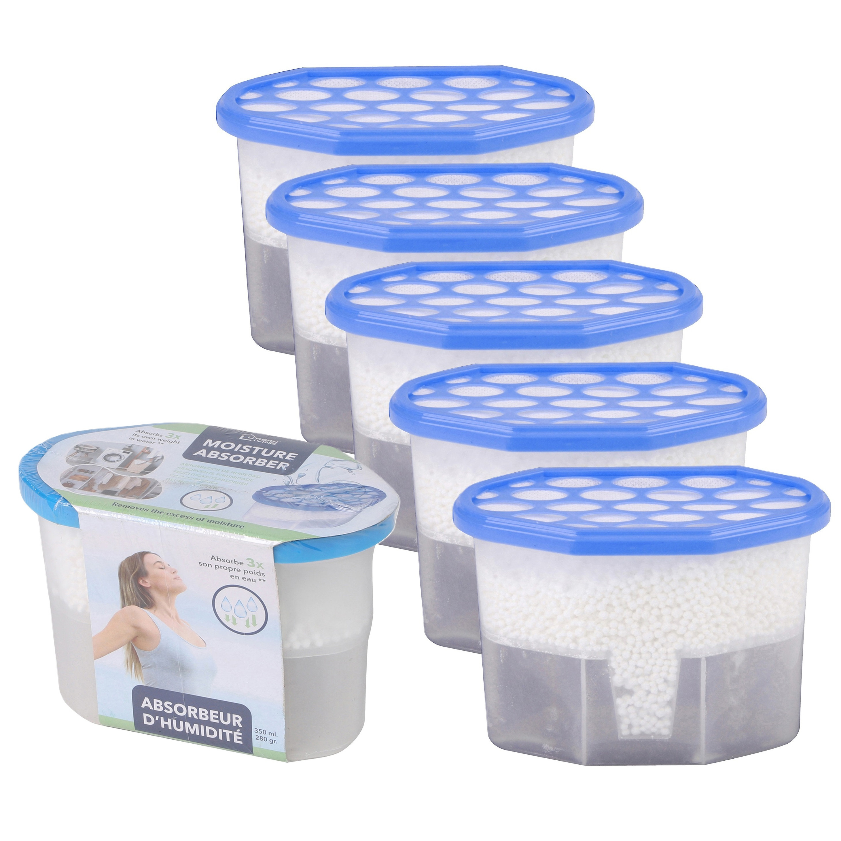 Vochtonttrekker/vochtvanger/vochtopnemer - 6x - 350 ml - tegen schimmelvorming - bestrijd condens -