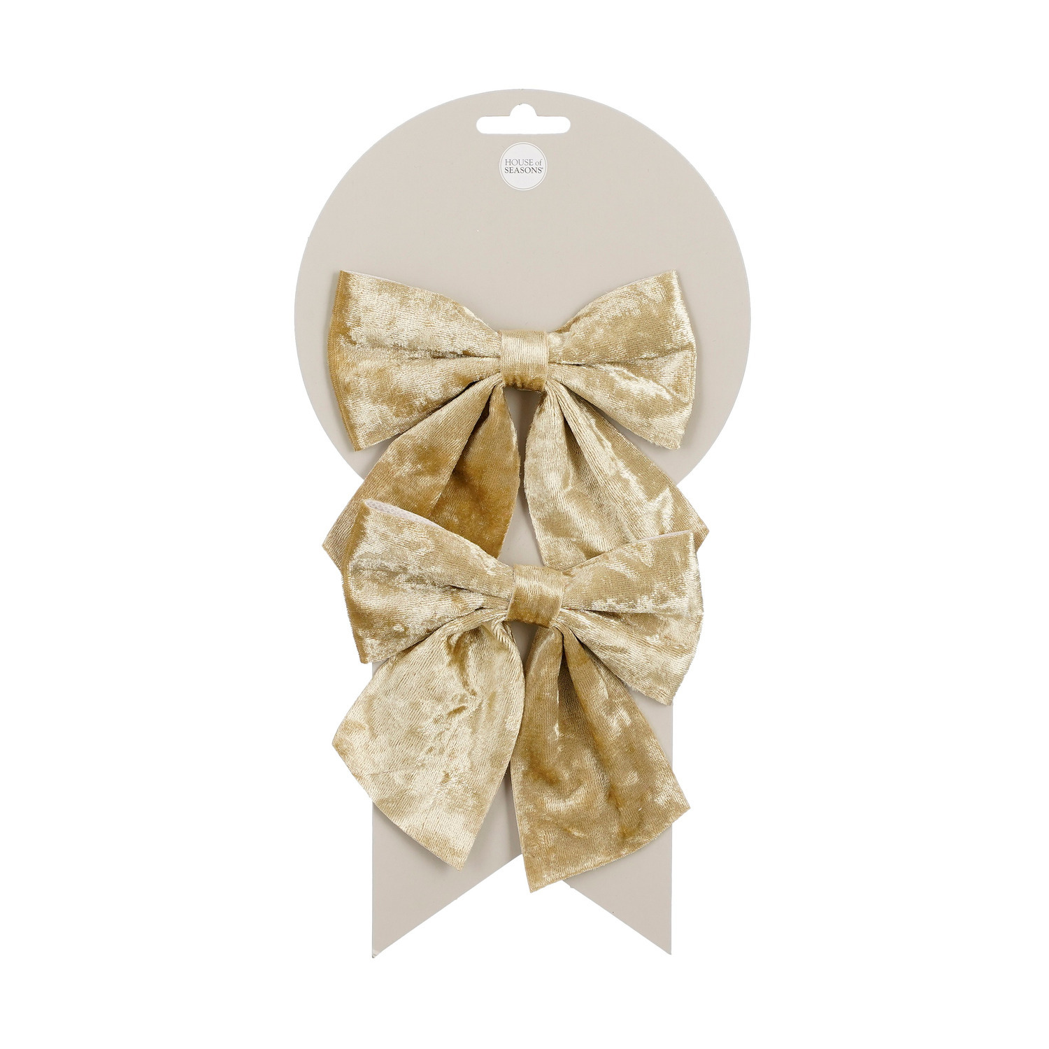 Decoratie strikken - 2x st - champagne - 12 x 13 cm - feeststrikjes -