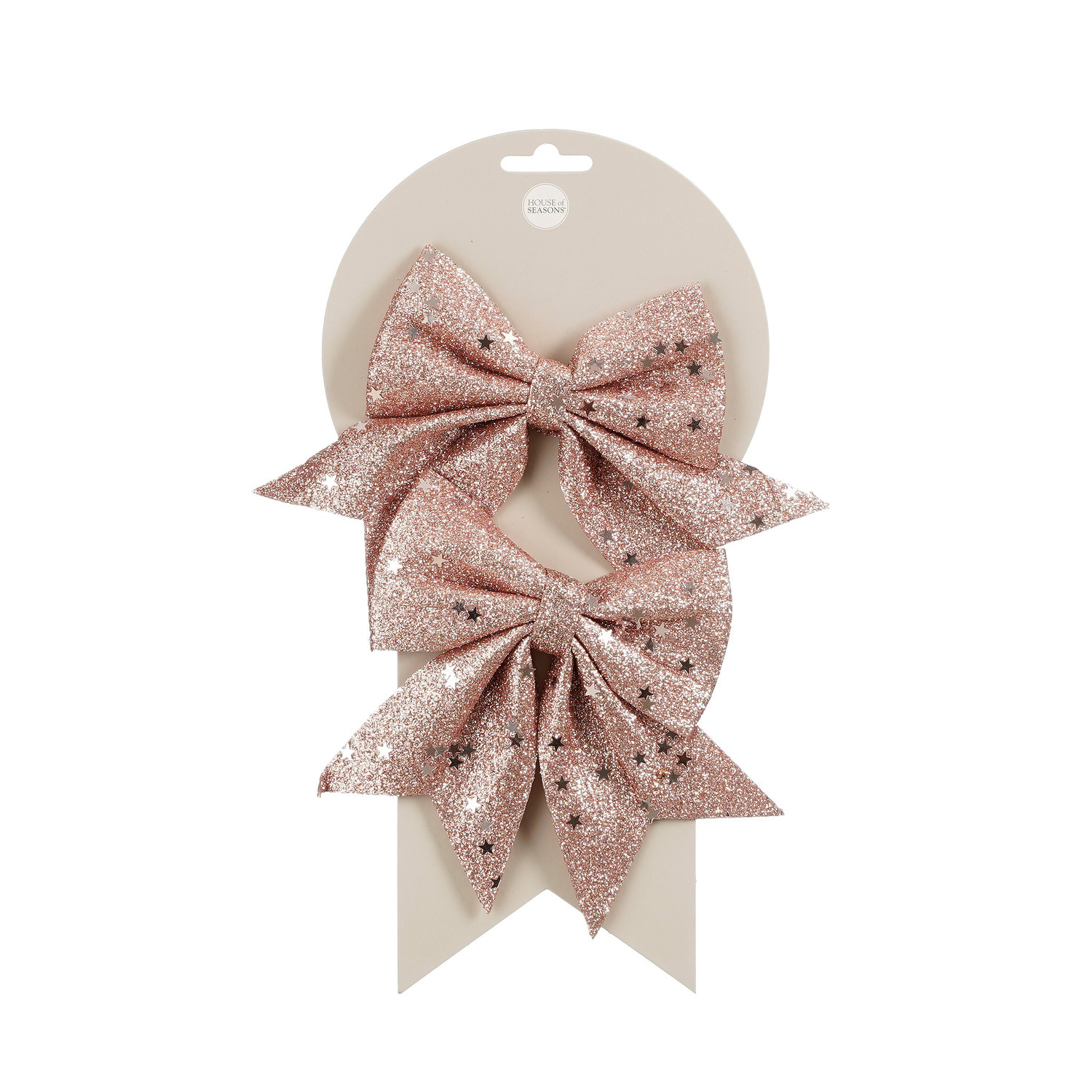 Decoratie strikken - 2x st - roze - 12 x 13 cm - polyester - feeststrikjes -
