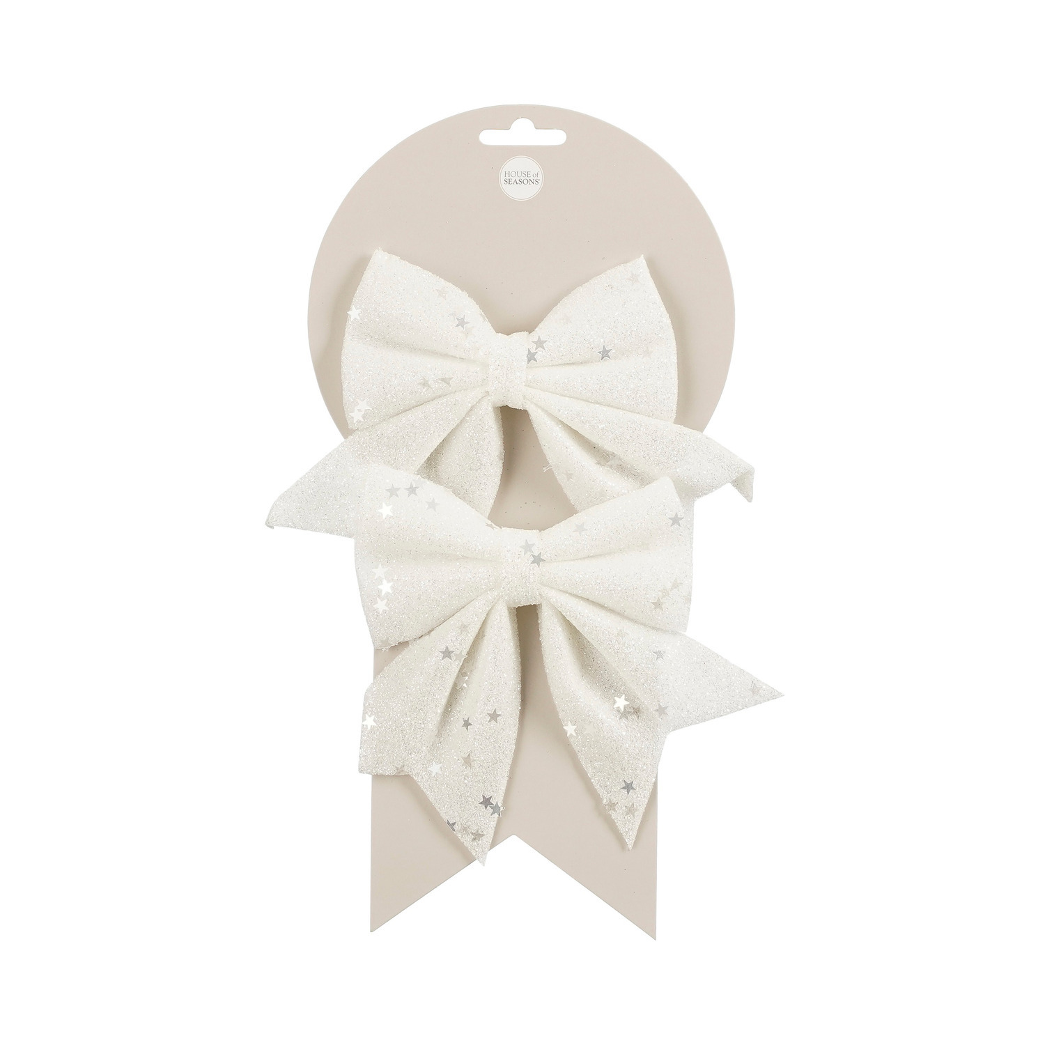 Decoratie strikken - 2x st - wit - 12 x 13 cm - polyester - feeststrikjes -