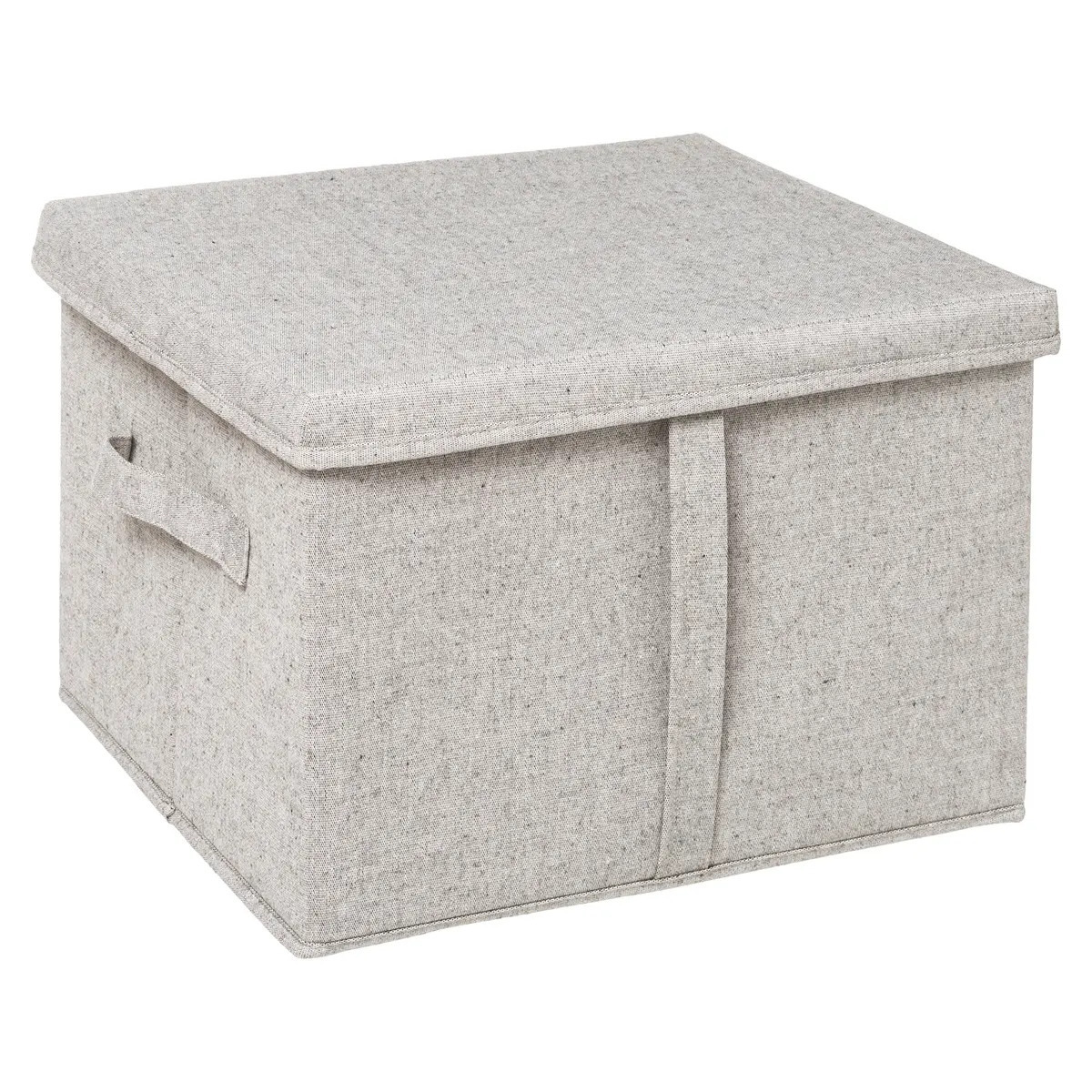 5Five Opbergdoos/box met deksel - lichtgrijs - L35 x B31 x H25 cm - Stevig karton/polyester -