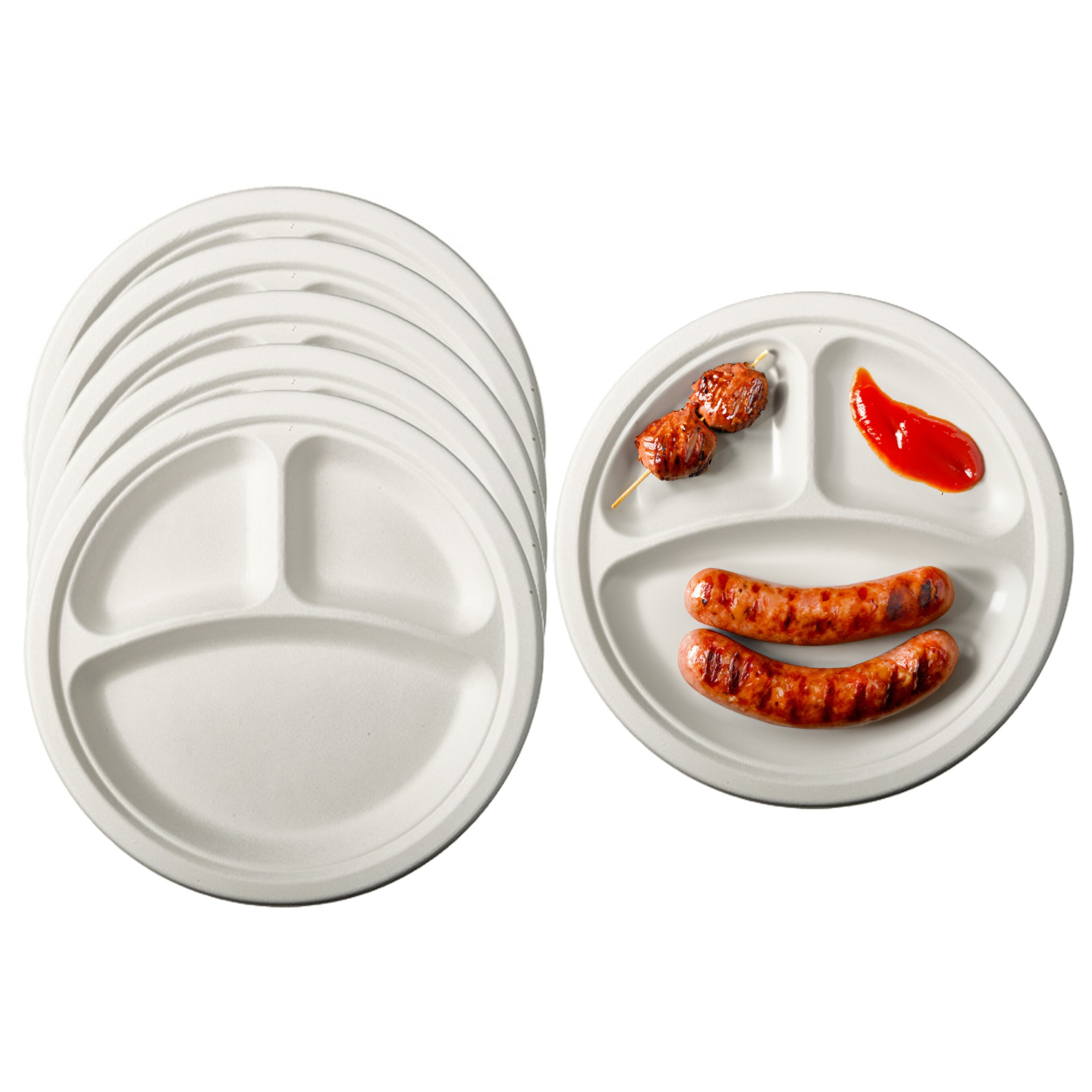 BBQ/verjaardag wegwerp vakjesbordjes - 24x stuks - dia 23 cm - suikerriet - biologisch afbreekbaar -