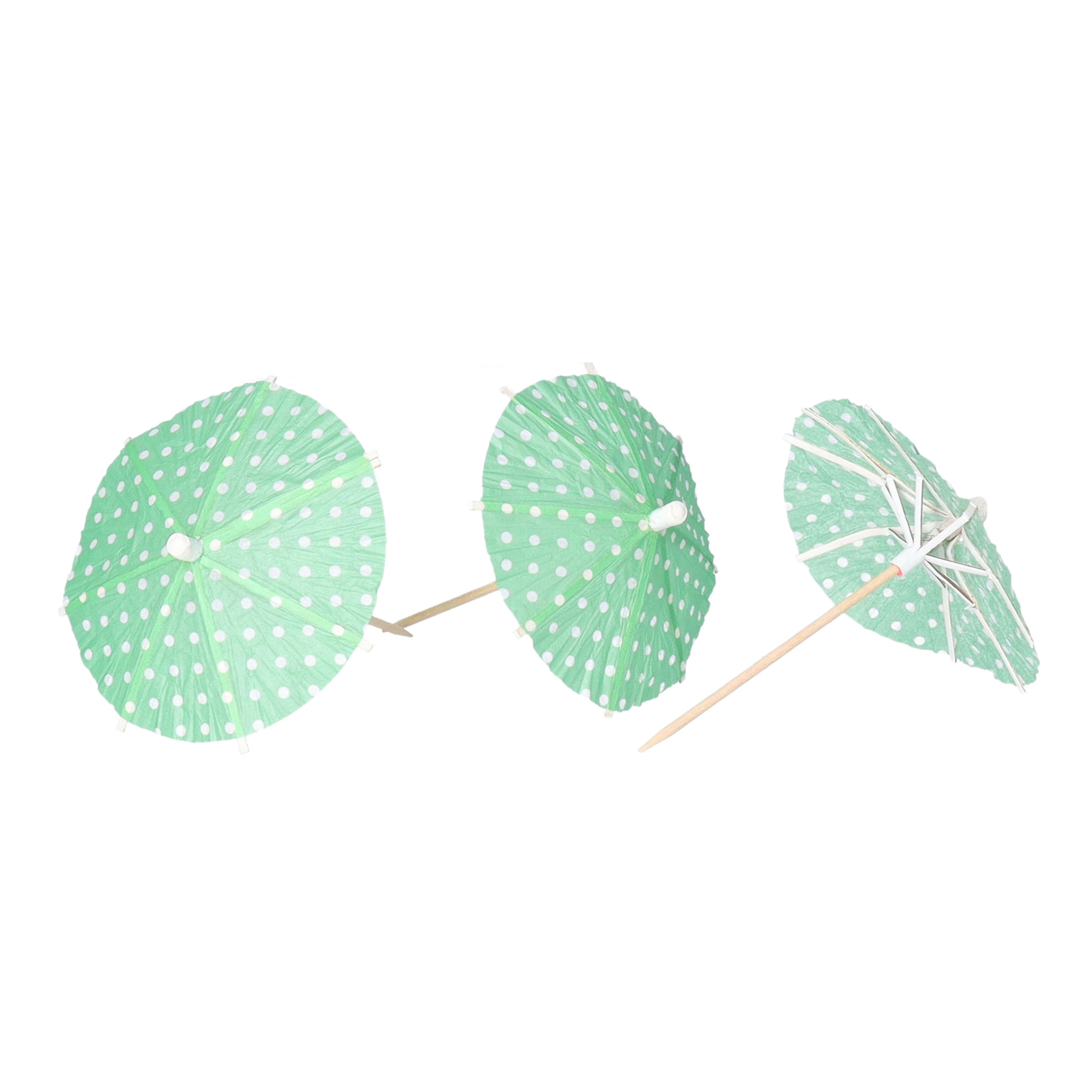 IJsparasols cocktailprikkers - 20x stuks - groen - 10 cm - decoratie prikkers - Feestelijk -