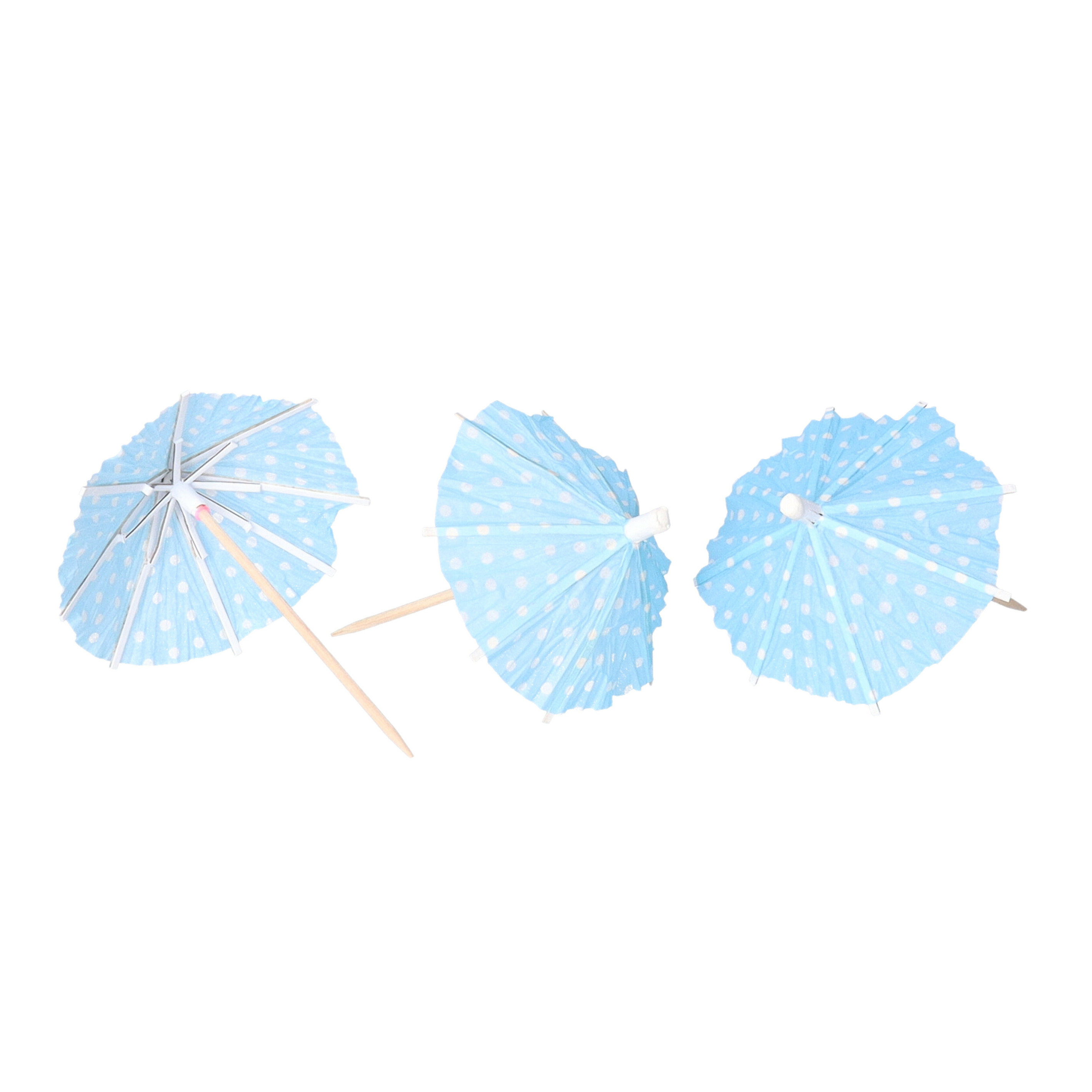 IJsparasols cocktailprikkers - 10x stuks - blauw - 10 cm - decoratie prikkers - Feestelijk -
