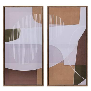 Set van 2 schilderijen Abstract Garden - canvas - 60x30 cm - Leen Bakker