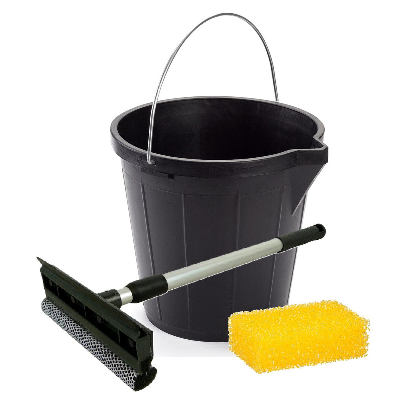 Auto ramen wassen/schoonmaken pakket - speciale spons/emmer/raamtrekker -