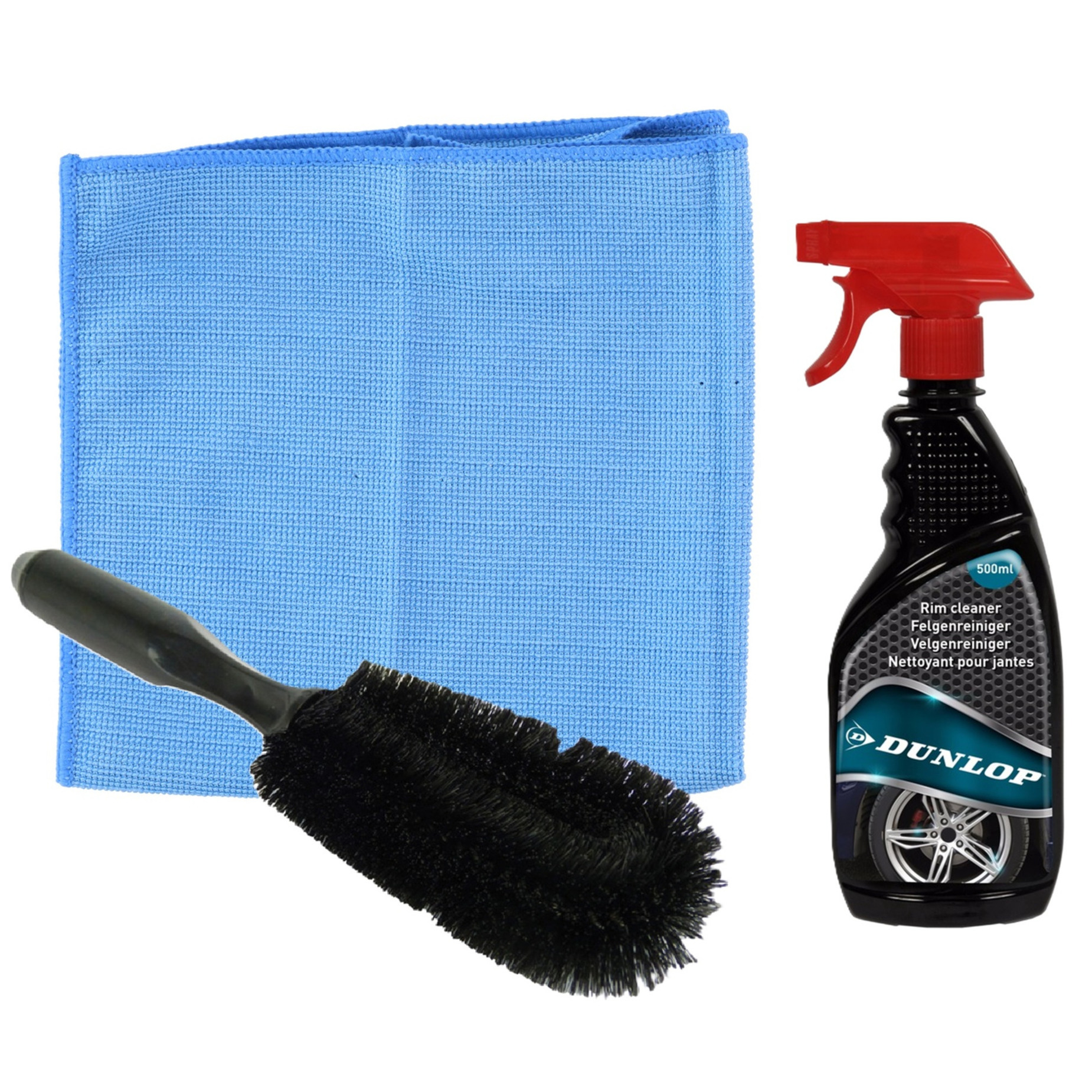 All Ride auto velgen schoonmaken set - borstel/spray/doek - velgenreiniger pakket -
