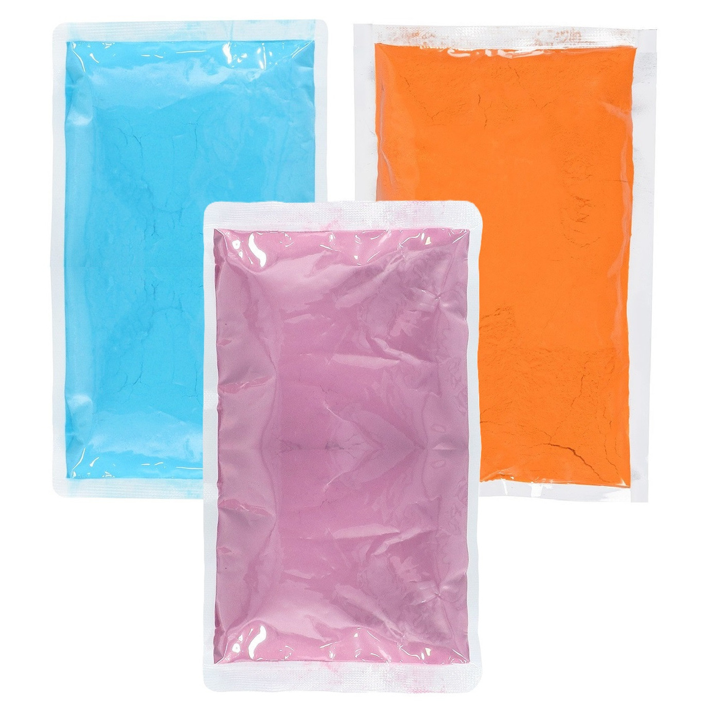 Holi kleurpoeder - 3x kleuren zakjes - 70 gr per zakje - festival/party - heilig kleuren poeder -